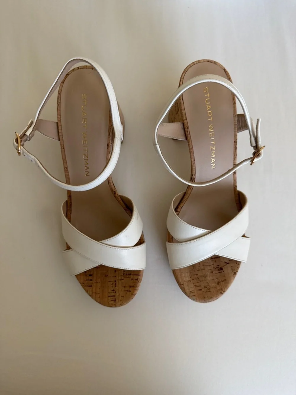 Stuart Weitzman Dayna Platform off White cork Sandal size 9 NWOT